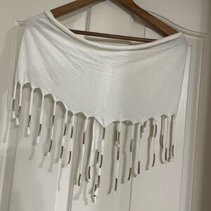White Fringe Boho Shrug Cover Up